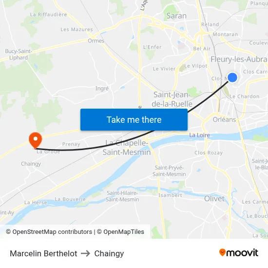 Marcelin Berthelot to Chaingy map