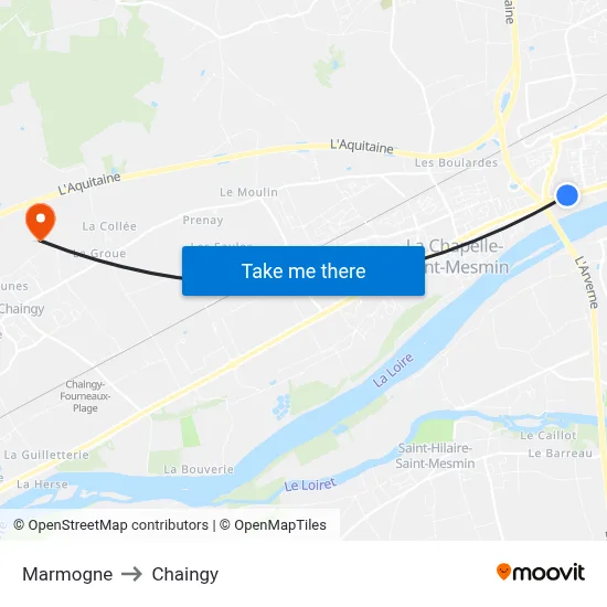 Marmogne to Chaingy map