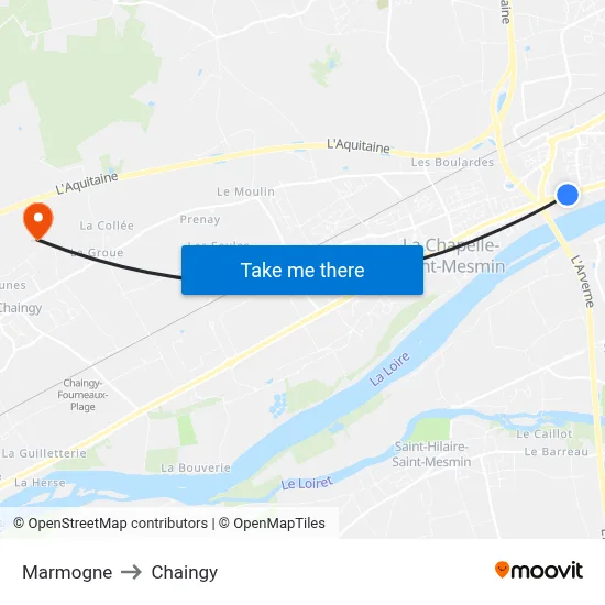Marmogne to Chaingy map