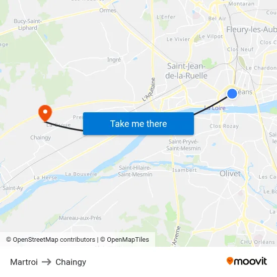 Martroi to Chaingy map