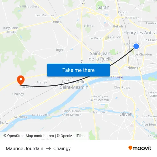 Maurice Jourdain to Chaingy map