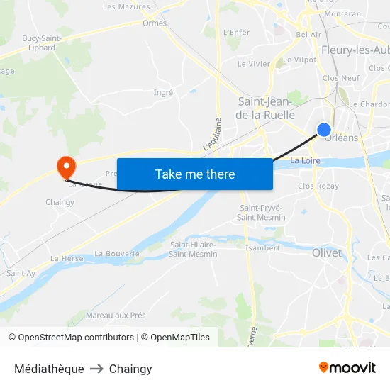 Médiathèque to Chaingy map