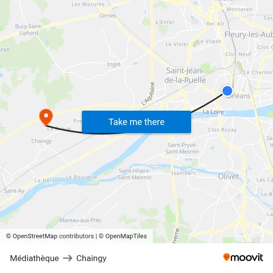 Médiathèque to Chaingy map