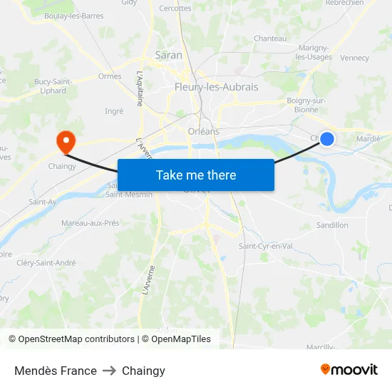 Mendès France to Chaingy map