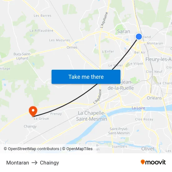Montaran to Chaingy map