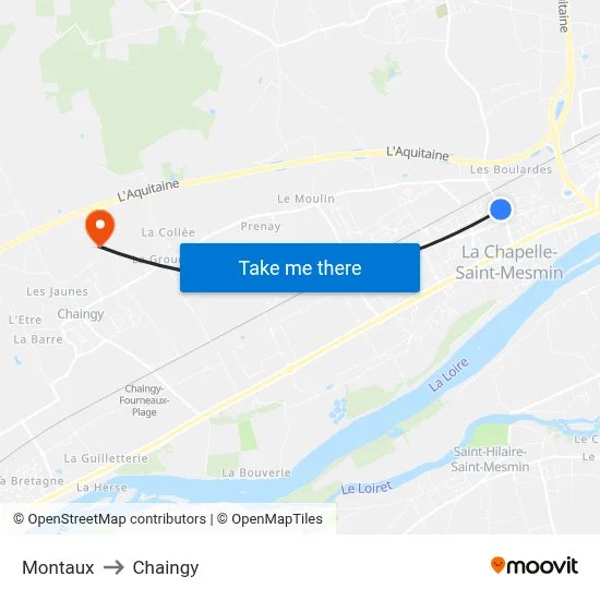 Montaux to Chaingy map