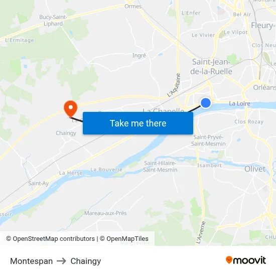 Montespan to Chaingy map