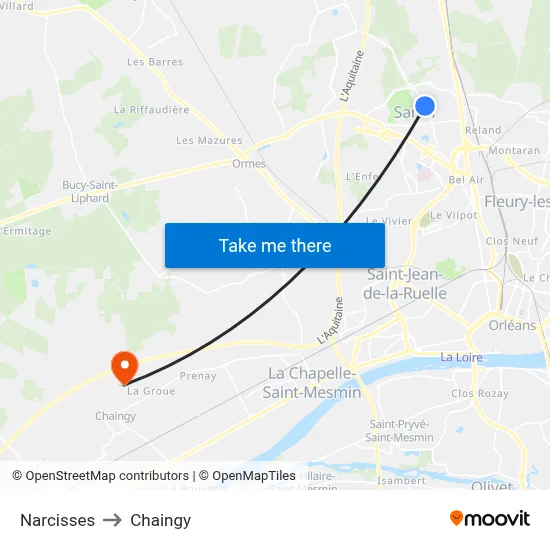 Narcisses to Chaingy map