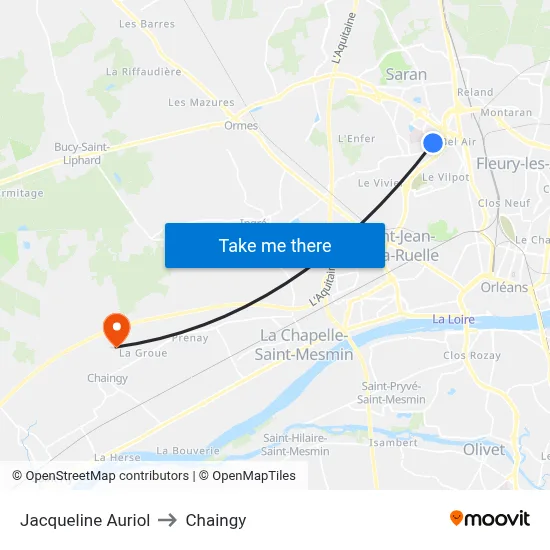 Jacqueline Auriol to Chaingy map
