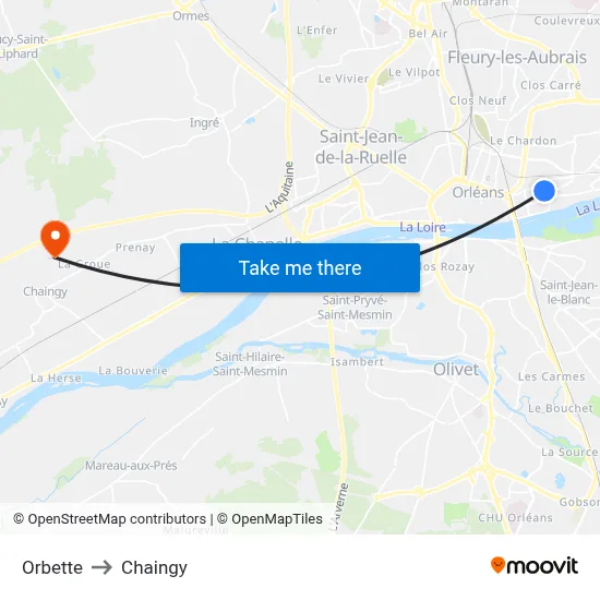 Orbette to Chaingy map