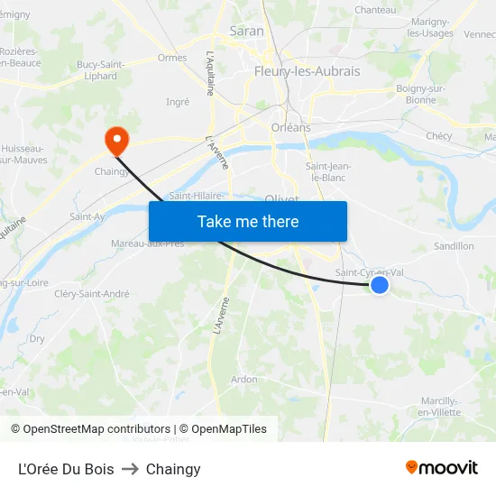 L'Orée Du Bois to Chaingy map