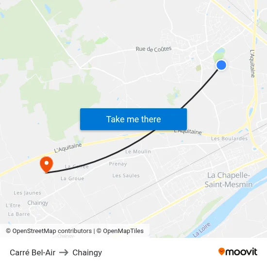 Carré Bel-Air to Chaingy map
