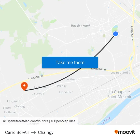 Carré Bel-Air to Chaingy map