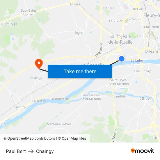 Paul Bert to Chaingy map