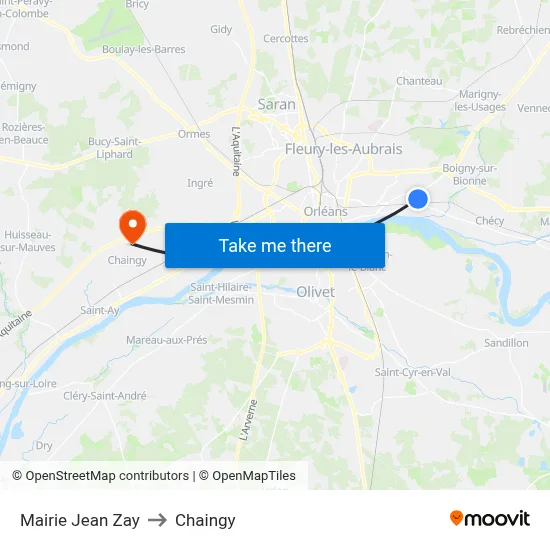 Mairie Jean Zay to Chaingy map