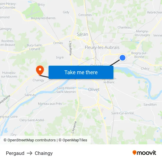 Pergaud to Chaingy map