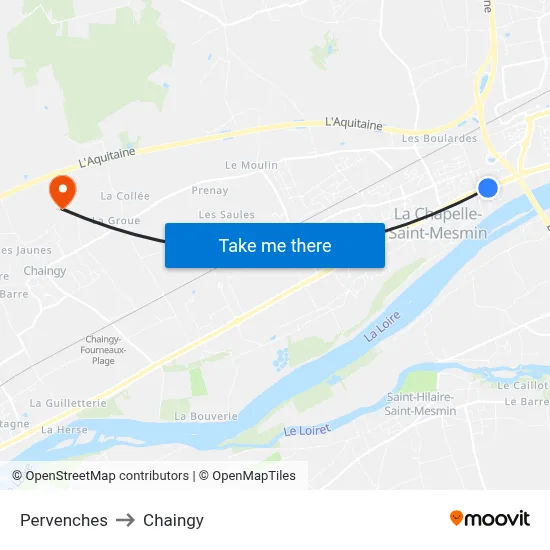 Pervenches to Chaingy map