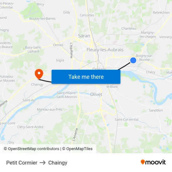 Petit Cormier to Chaingy map