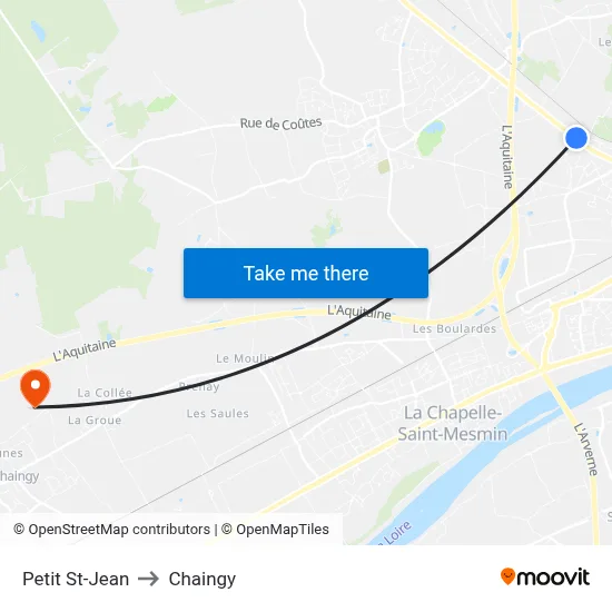 Petit St-Jean to Chaingy map