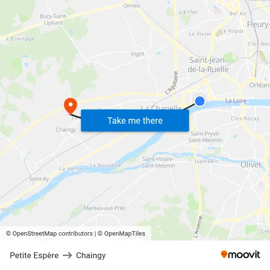Petite Espère to Chaingy map