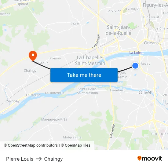 Pierre Louis to Chaingy map