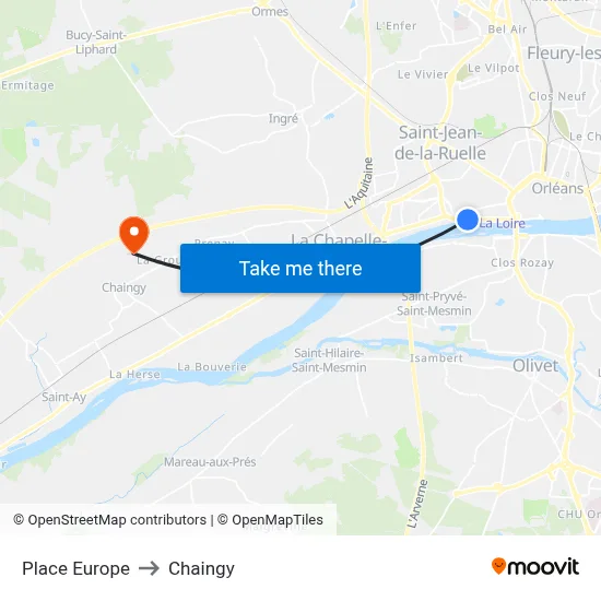 Place Europe to Chaingy map