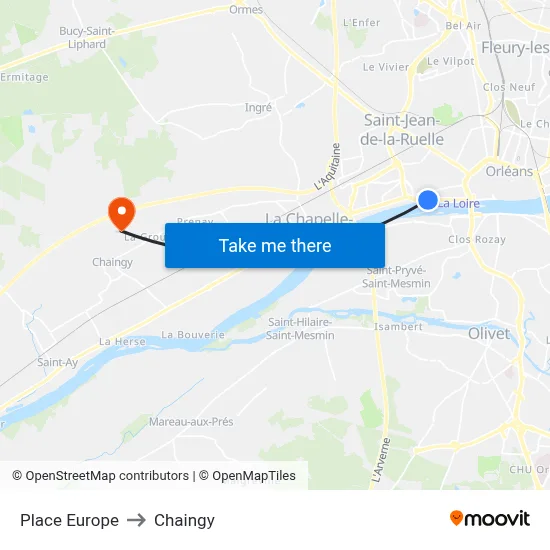 Place Europe to Chaingy map