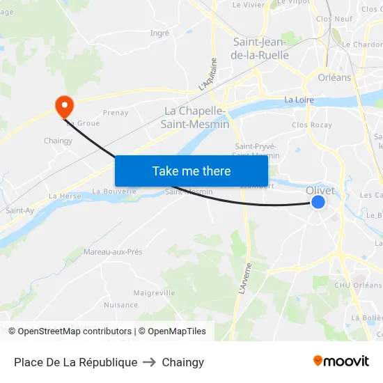 Place De La République to Chaingy map