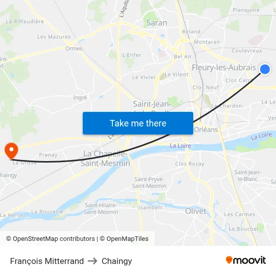 François Mitterrand to Chaingy map