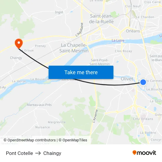 Pont Cotelle to Chaingy map