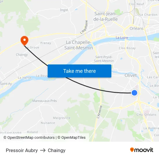 Pressoir Aubry to Chaingy map