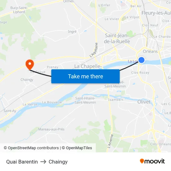 Quai Barentin to Chaingy map