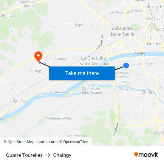 Quatre Tourelles to Chaingy map