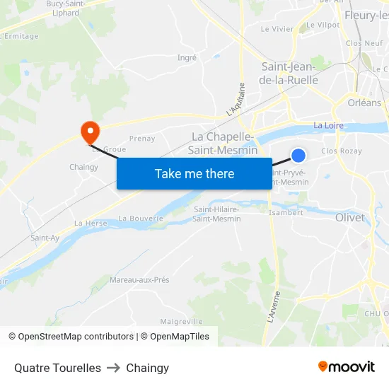 Quatre Tourelles to Chaingy map