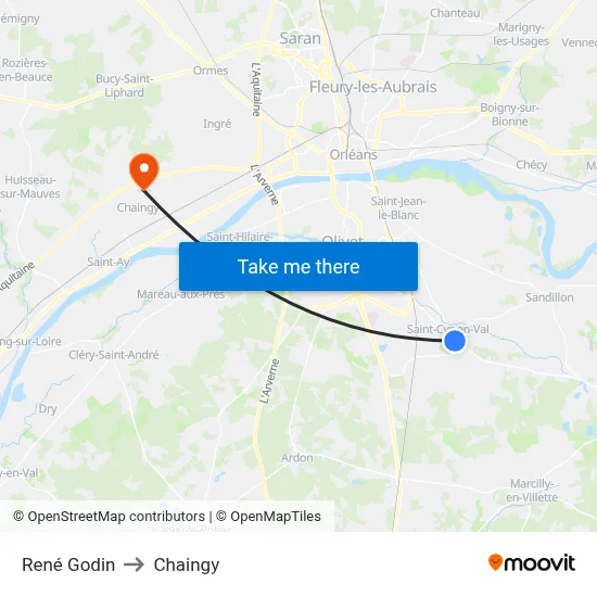 René Godin to Chaingy map