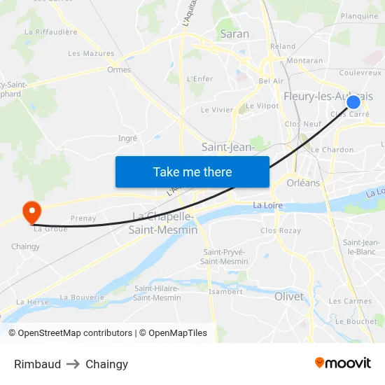 Rimbaud to Chaingy map