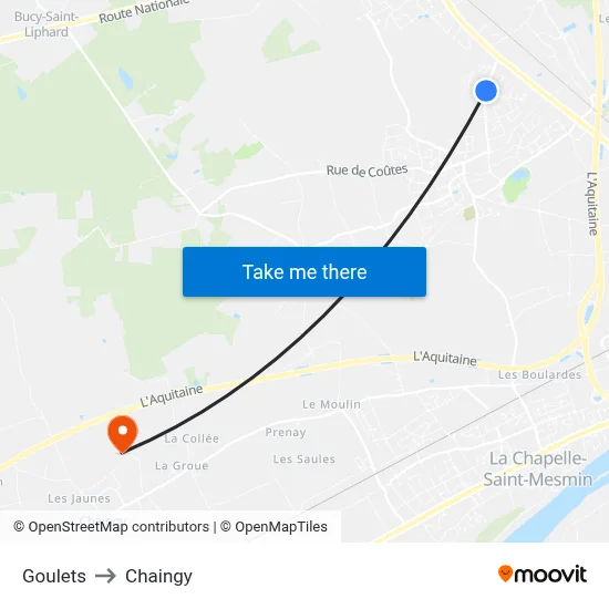 Goulets to Chaingy map