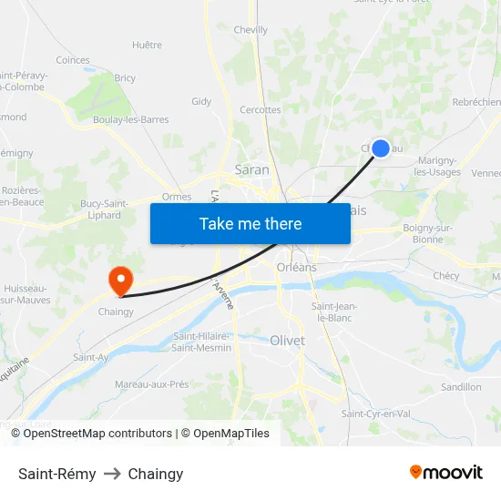 Saint-Rémy to Chaingy map