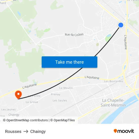 Rousses to Chaingy map