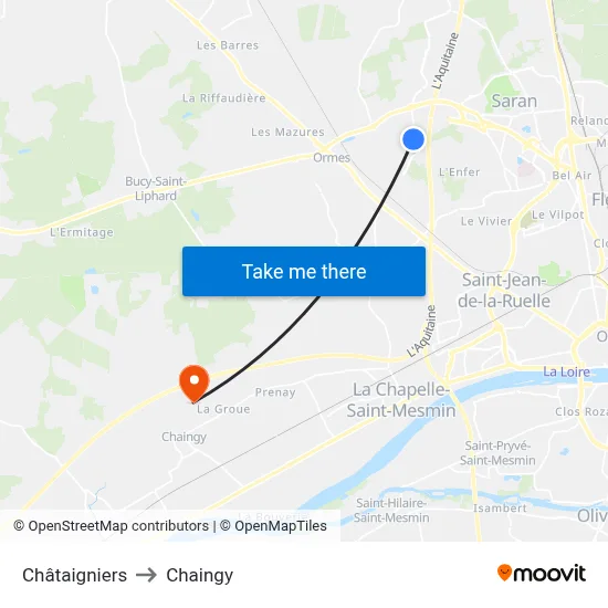 Châtaigniers to Chaingy map