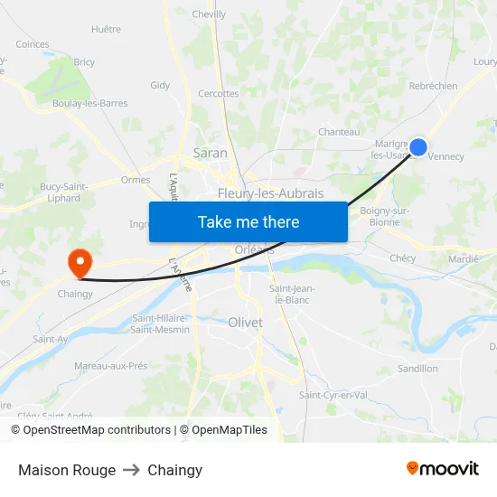 Maison Rouge to Chaingy map
