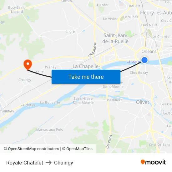 Royale-Châtelet to Chaingy map
