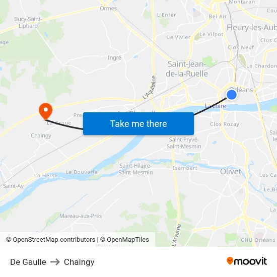 De Gaulle to Chaingy map