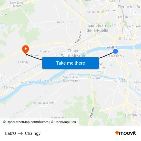 Lab'O to Chaingy map