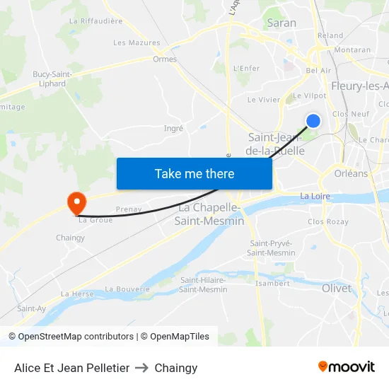 Alice Et Jean Pelletier to Chaingy map