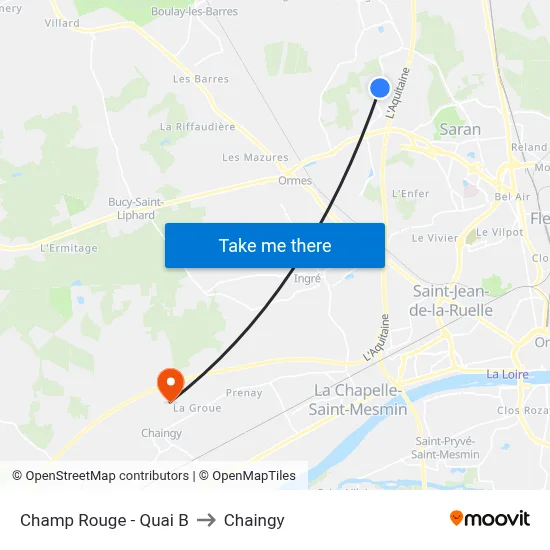 Champ Rouge - Quai B to Chaingy map