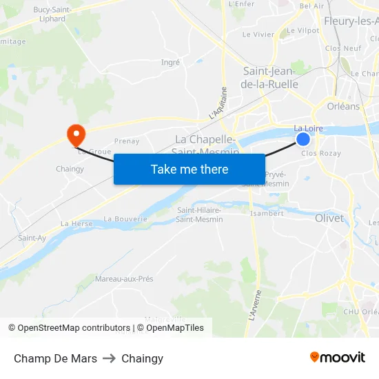 Champ De Mars to Chaingy map
