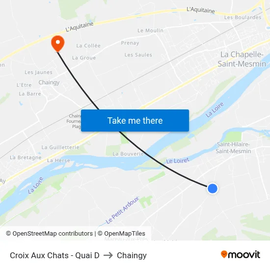 Croix Aux Chats - Quai D to Chaingy map