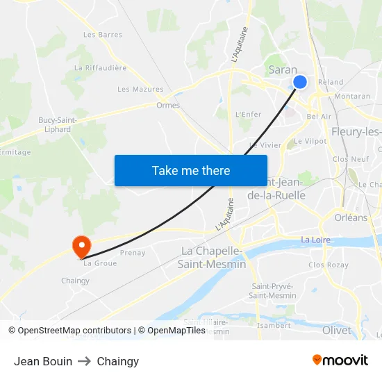 Jean Bouin to Chaingy map