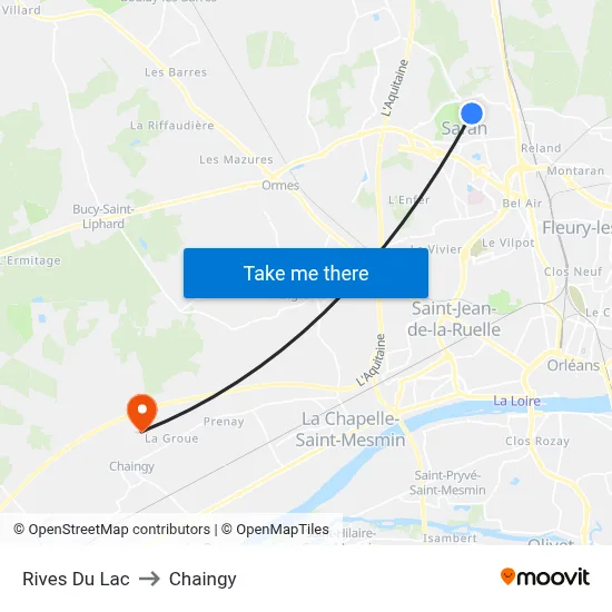 Rives Du Lac to Chaingy map